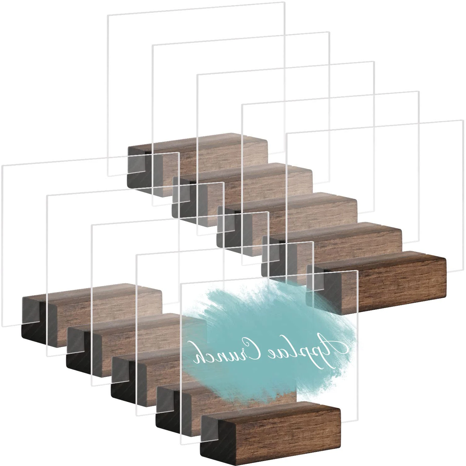 Rectangular-Acrylic-Sheet-with-Wood-Stand-Blank-Clear-Plexiglas-Acrylic ...