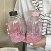Cute Bowknot Plastic Cups With Straw Lid Portable Drinking Bottle Kawaii Water Bottle Aesthetic Tumbler For Ice Coffee Juice Tea 4