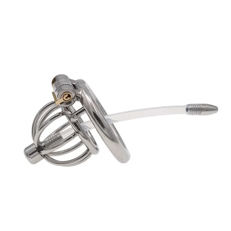 Chastity Device Metal Cock Cage Penis Ring Lock Restraint Bondage Belt Bird Cage Urethral Catheter Sounds Fetish Sex Toy For Men