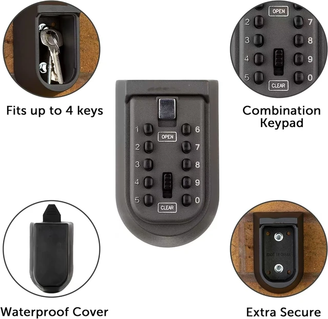 Wall Mounted metal  Key Safe Storage Organizer Box With Combination Lock 10-Digital Password Weatherproof Cover For Home Outdoor 3