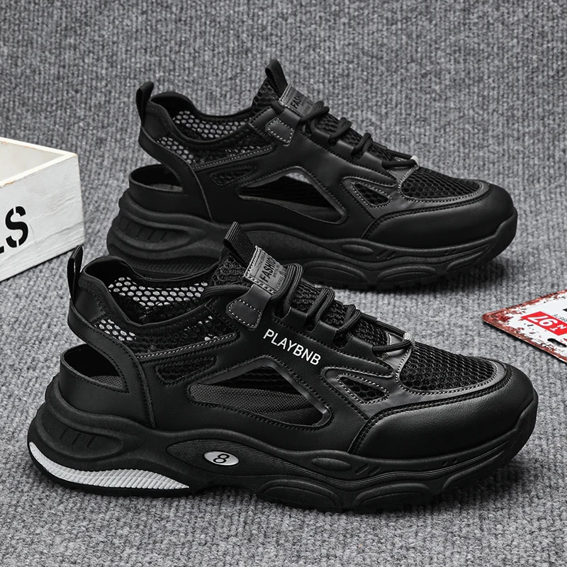 Men's Casual Sports Shoes - Summer Low-Top Hollow Breathable Designed Mesh Upper, Pvc Anti-Slip Sole for All Seasons - Fitness, Walking, Daily Wear,