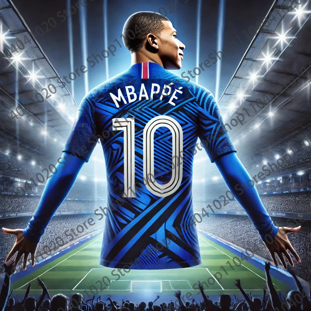 New Arrivals No.10 Mbappe Football Jersey Blue Stripes For Football Jersey For Adults Kids Summer Soccer Train Top Clothing