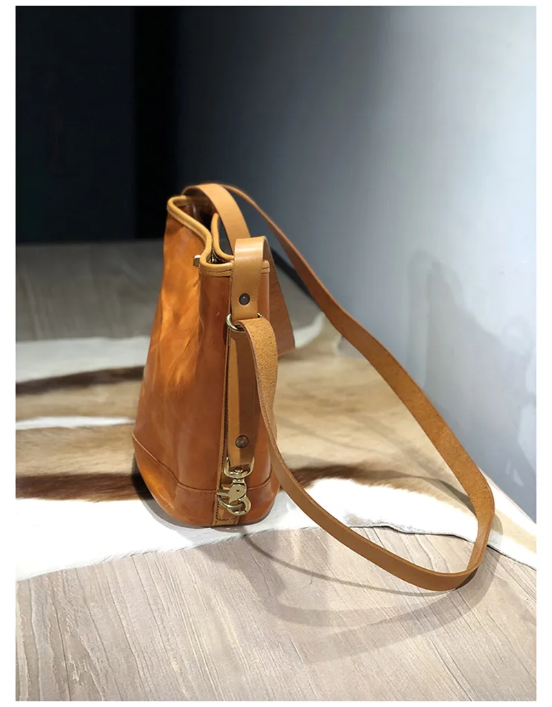 Pndme Mode Luxus Natur Echt leder Damen Eimer Umhängetasche Designer Original Damen High-End echte Rindsleder Handtasche – Detail 8