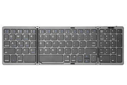Compact Foldable Wireless Bluetooth Rechargeable Keyboard for Tablets and Notebooks (3 fold Gray)