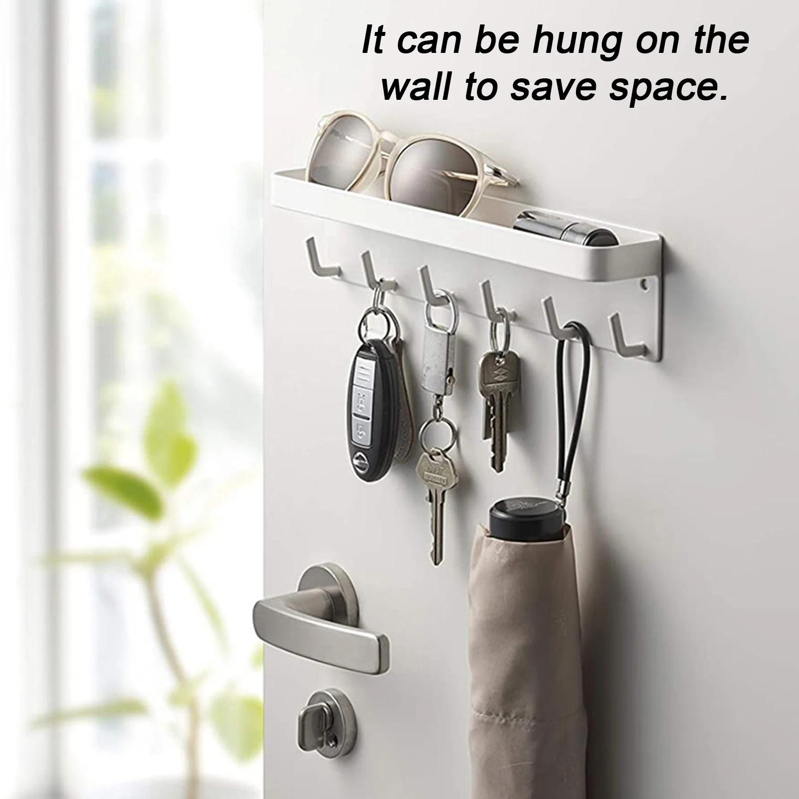 Key Holder For Wall With Small Shelf And 6 Metal Hooks Wall Mounted Key  Hooks Self