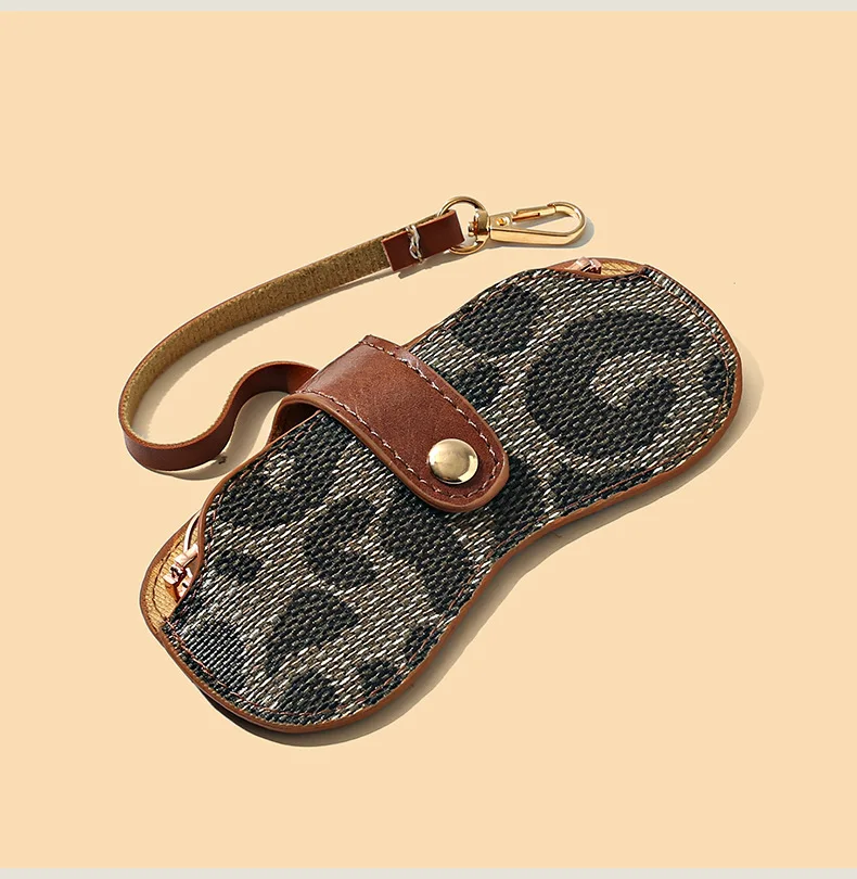PU Leather Protective Sunglasses Pouch with Portable Hanging Case