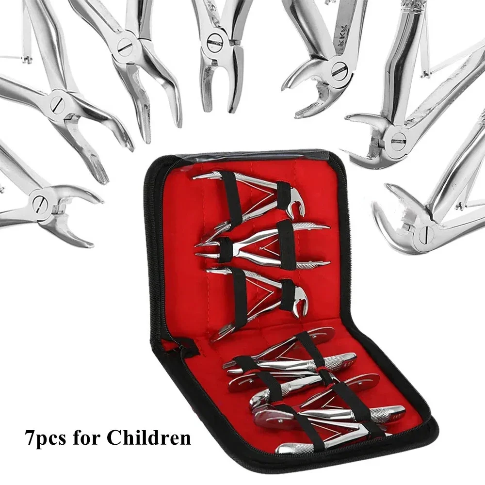 7-teiliges Pädiatrisches Zahnextraktionszangen-Set aus Edelstahl Chirurgische Instrumente für Kinderzahnkliniken