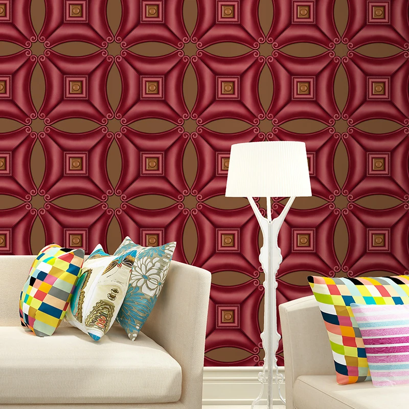 Luxury 3d Wallpaper Hall Bedroom Living Room Geometric Patterns Theme Box Sofa Tv Background Mural Grid Wallpaper Ktv Wall Decor Wallpapers Aliexpress
