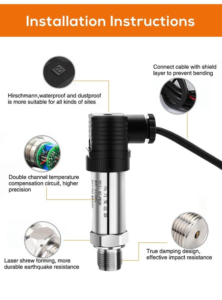 0.5% Pressure Sensor Oil Pressure Transmitter Water Air Gas Pressure Transducer