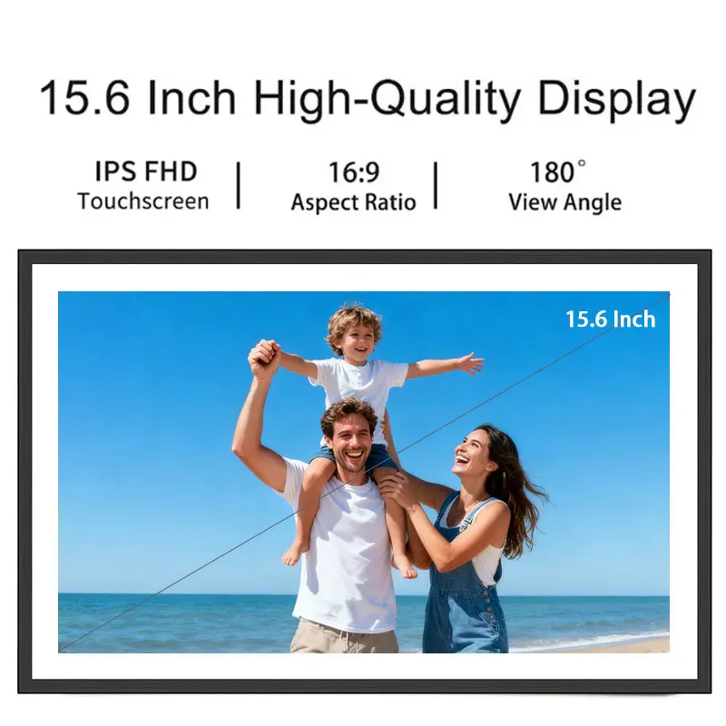 Frameo 15.6 Inch WiFi Digital Picture Frame 1920 * 1080 IPS Touch Screen HD Disply Builtin 32GB Smart Photo Frame Christmas Gift