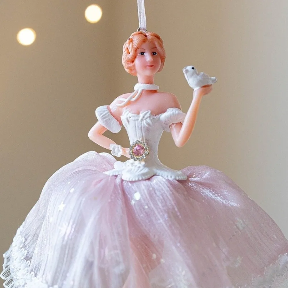 Cute Christmas Ballet Girl Pendant Gauze Skirt Dance Theme Christmas Tree Pendant Handmade Xmas Girl Decorations Room Atmosphere