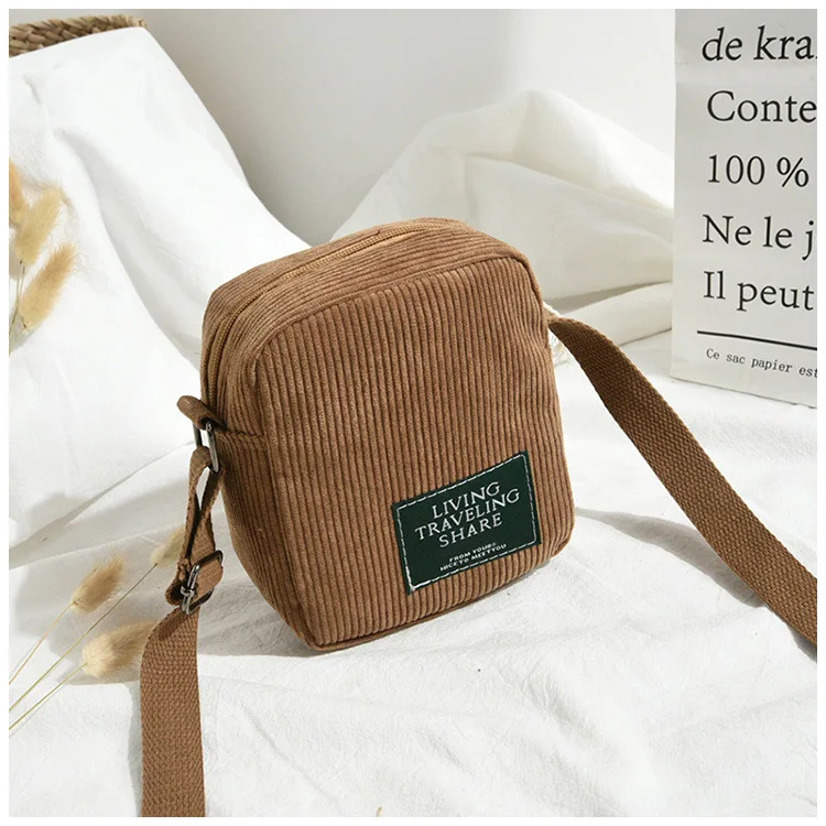 Fashion Women's Casual Bags Vintage Corduroy Handbag Small Mini Messenger Shoulder Bag Purse Travel Streetwear Portable Summer