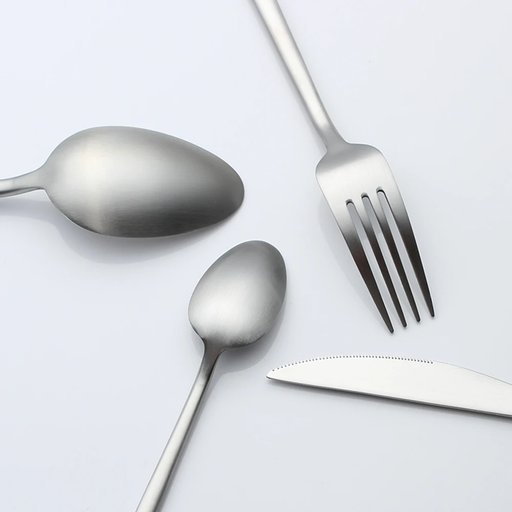 2024 물방울 은식기 세트, 스테인리스 스틸 18/8 탑 미러, 매트 광택제 페인팅 핸들, 주방용 커트레이 용품, 4 in 1