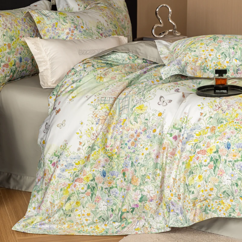 Svetanya Print Egyptian Cotton Bedding Set Bed Linen Queen King Ru Full Size Duvet Cover Set Sheet Pillowcase 4