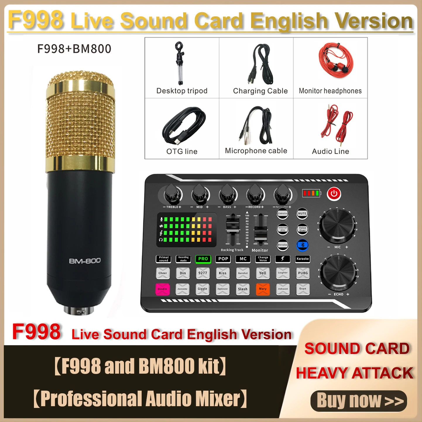 BM800/ F998 Streaming Microphone Kit with Audio Mixer and Condenser