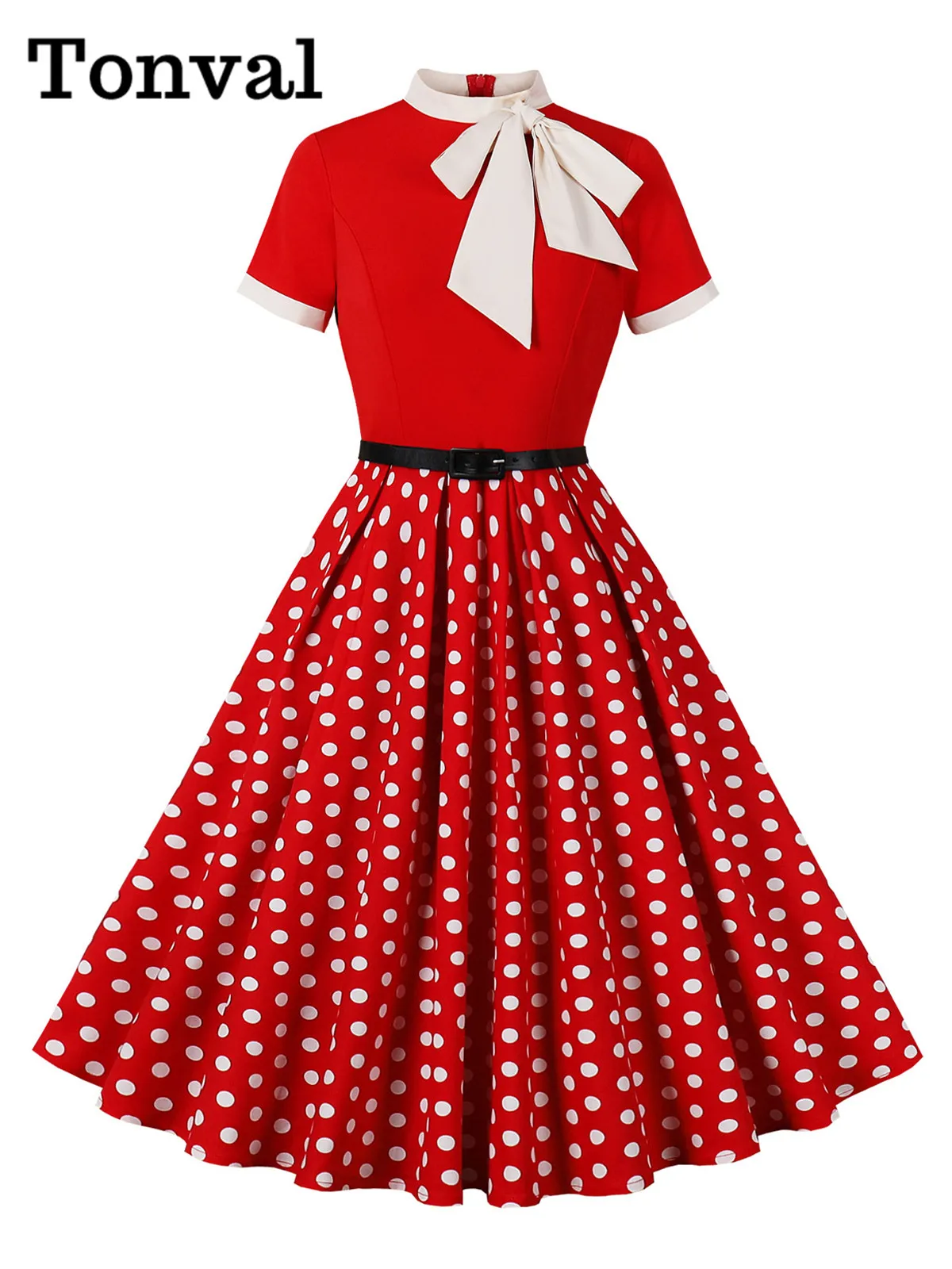 Tonval Pink and Floral 40s 50s Pinup Vintage Dresses for  display picture 3