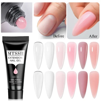Mtssii 20ML White Clear Quick Extension Gel Acrylic Fast Building Hard Gel Semi-Permanent Soak-Off UV LED Construct Manicure