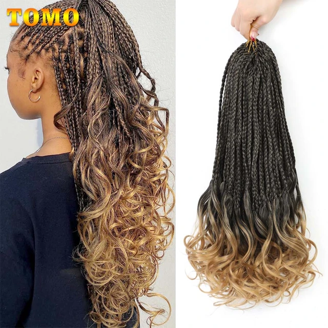 Cabelo com trança de crochê cacheado francês para mulheres negras Box Braids  Cabelo Espanhol Cachos com Tranças Onduladas Soltas Extremidades de Cabelo  16 fios/pacote - AliExpress