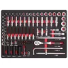 Auto repair lockable seven-drawer red tool cabinet with five hand tool sets for garage storage 2