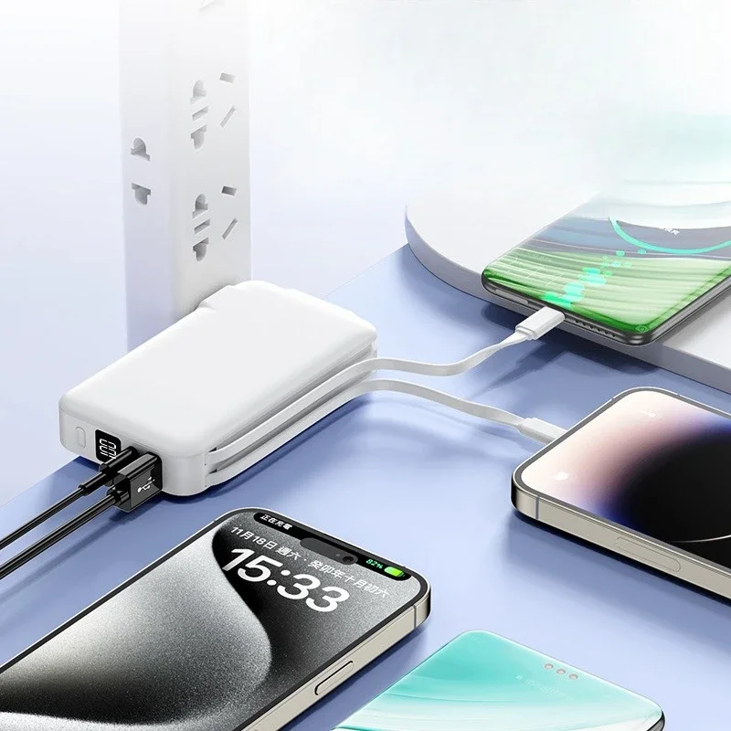 Power Bank 10000mAh Fast Charging with Its Folding Wall Plug AC Plug Own Cable 22.5W Mobile Power Supply 3