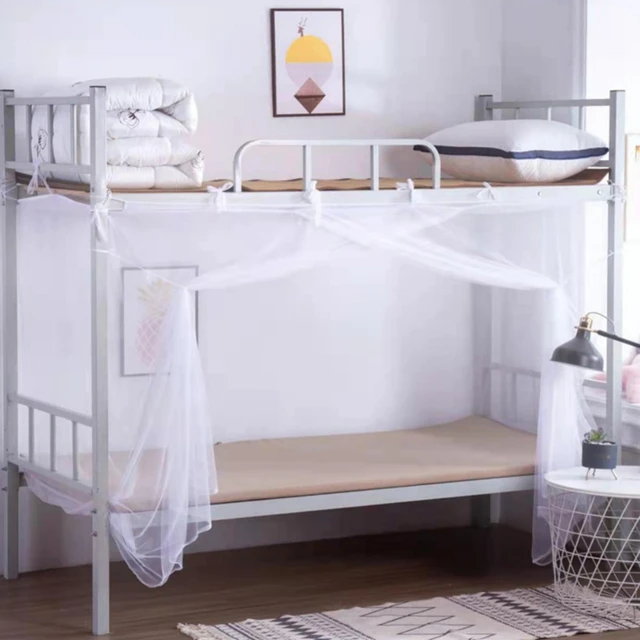 Grand moustiquaire carrée à mailles fines pour lit simple, ouverture à une porte avec embrasses décoratives pour la maison, la chambre à coucher, le Camping et les voyages 4