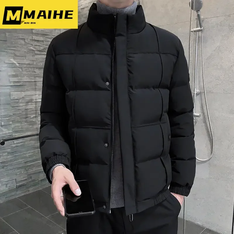 Hawaifish brand parka men 2021 new autumn and winter casual men's cotton-padded clothes high quality stand-up collar jacket