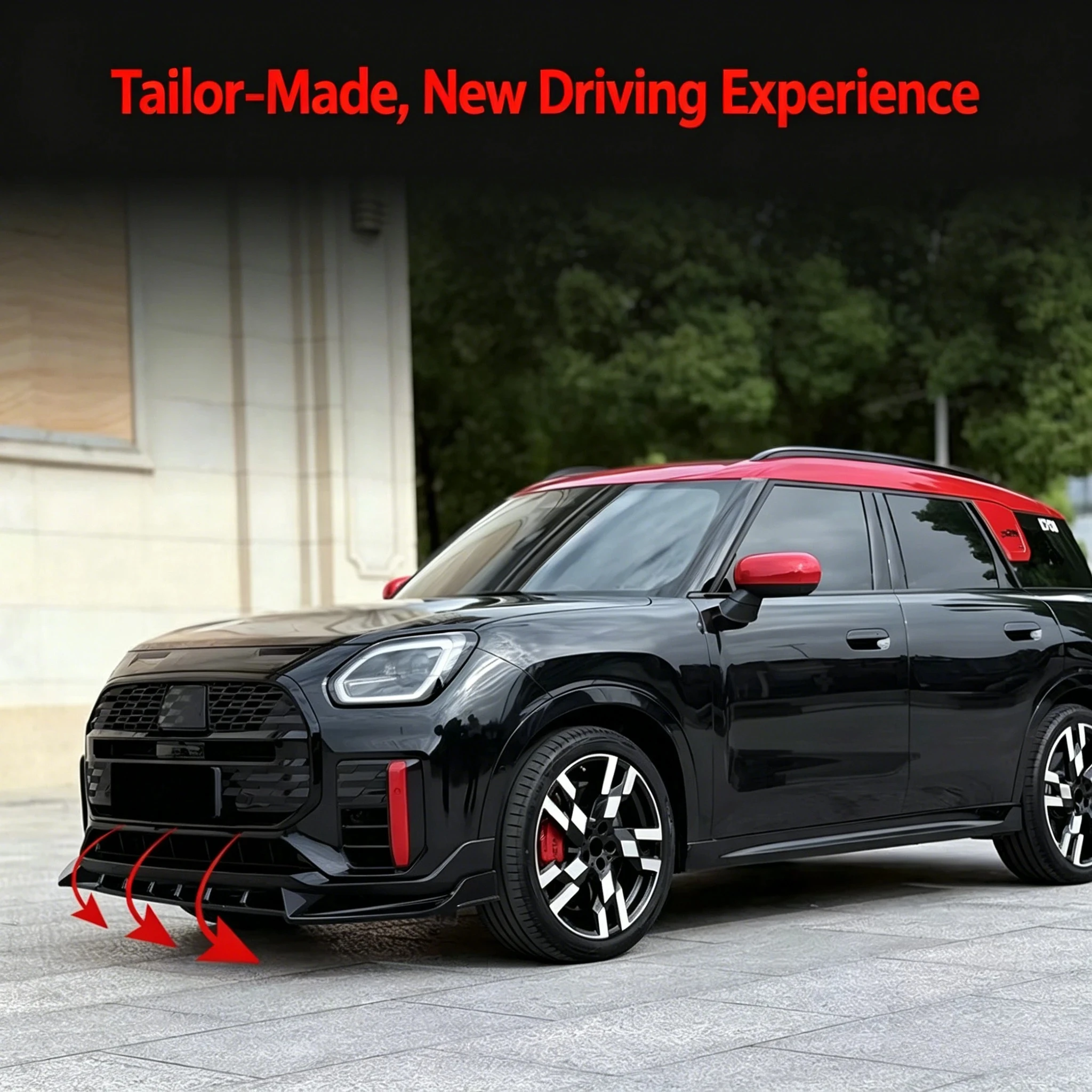 BMW 미니 컨트리맨 JCW U25 2024 2025 2026용 자동차 프론트 범퍼 스포일러 스플리터, 익스테리어 트림 카나드 립 액세서리 튜닝