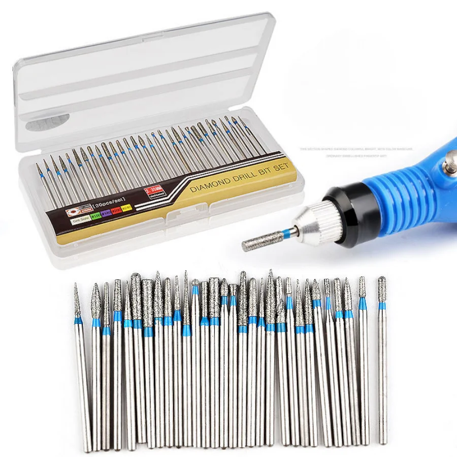 

30Pcs/Set Professional Milling Cutter Electric Rotary Manicure Machine Accessoires Diamond Nail Drill Bits Set Nail Tools