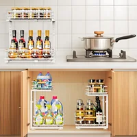 2 Tier Under Sink Organizer Kitchen Metal Sliding Drawer Height  Adjustable Cabinet Organizer Kitchen Organizer 2