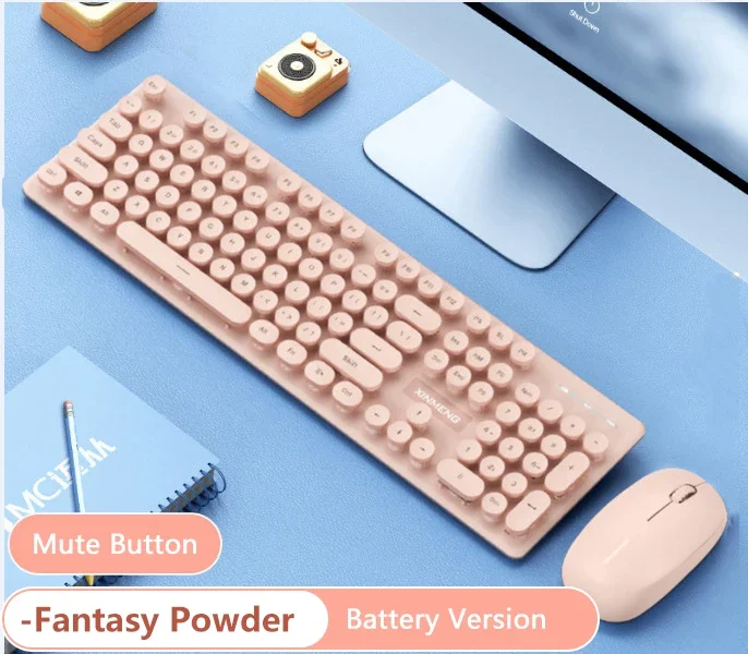 Uthai-conjunto de Teclado e Mouse Sensível Mecânico Punk sem Fio Office Business Meninos e Meninas Personalizado N520 2.4g - Imagem 4
