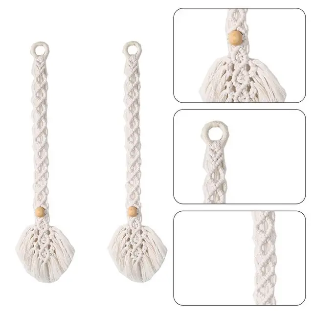 Makrame Függönyszíj Kézzel Szőtt Bohém Függöny Nyakkendő Kötél Dekoráció Kreatív Kiegészítők - Image 2