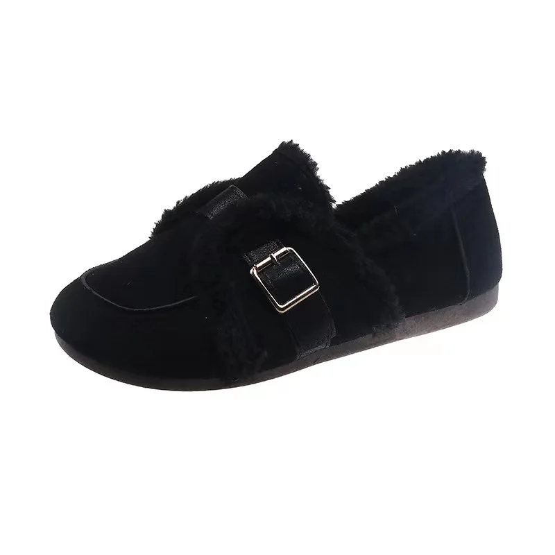 New Ladies Sweet Winter Women Shoes  Plush Outdoor Slip-On Casual Snow Boots Suede Shoes Comfortable Flats Loafers