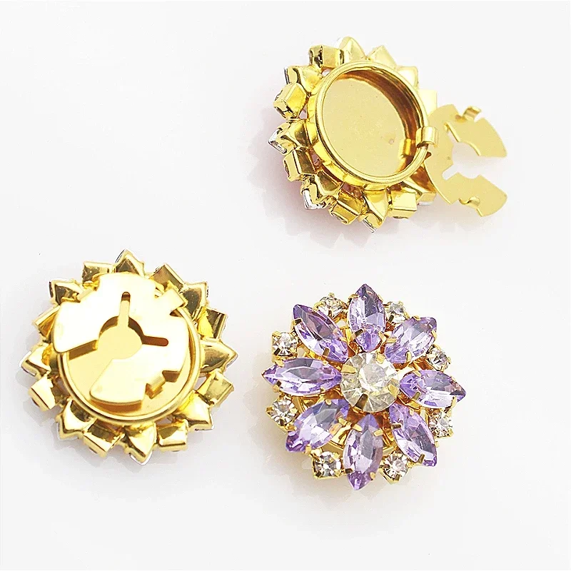 1PCS 26mm Korean Crystal Flower Glass Rhinestone Cufflinks