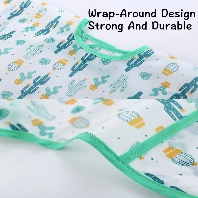 Baby Bib Sleeved Baby Bib Cartoon Print Toddler Bib Smock Waterproof Washable Stain and Odor Resistant