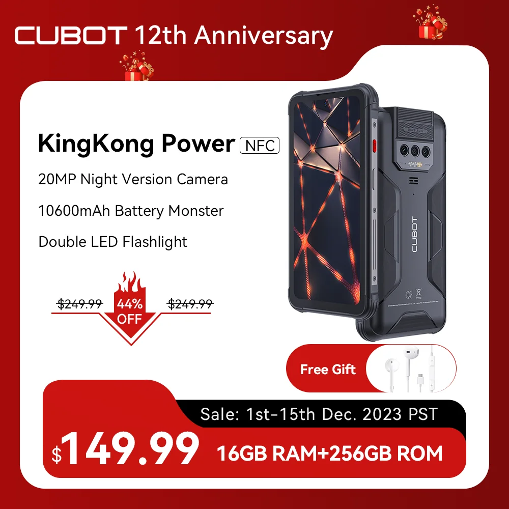 Cubot-KingKong-Power-Waterproof-Rugged-Smartphone-Android-13-8GB-256GB ...