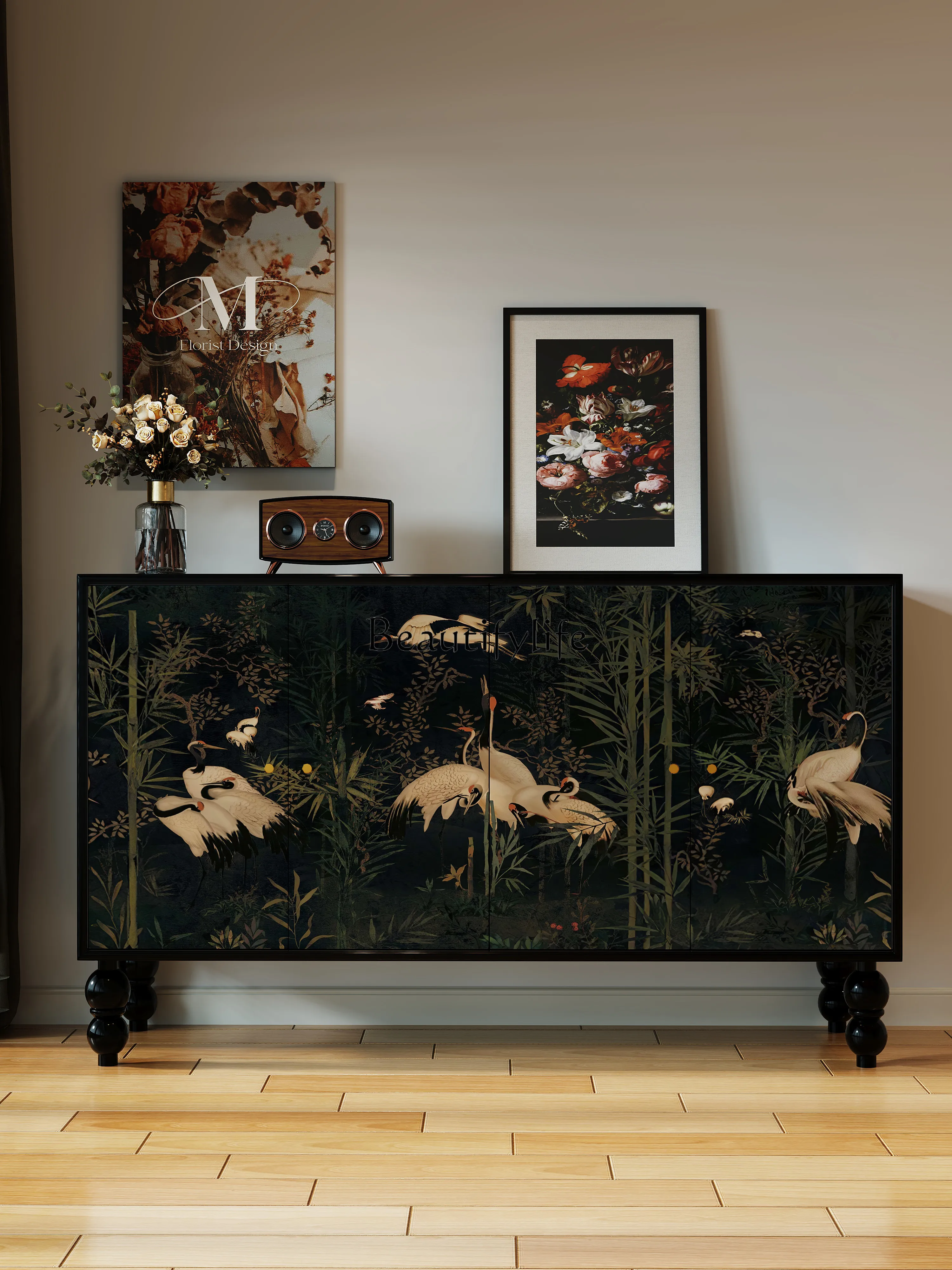 

Mid-Ancient Light Luxury New Chinese Style Locker Shoe Cabinet Hotel Homestay Solid Wood Storage