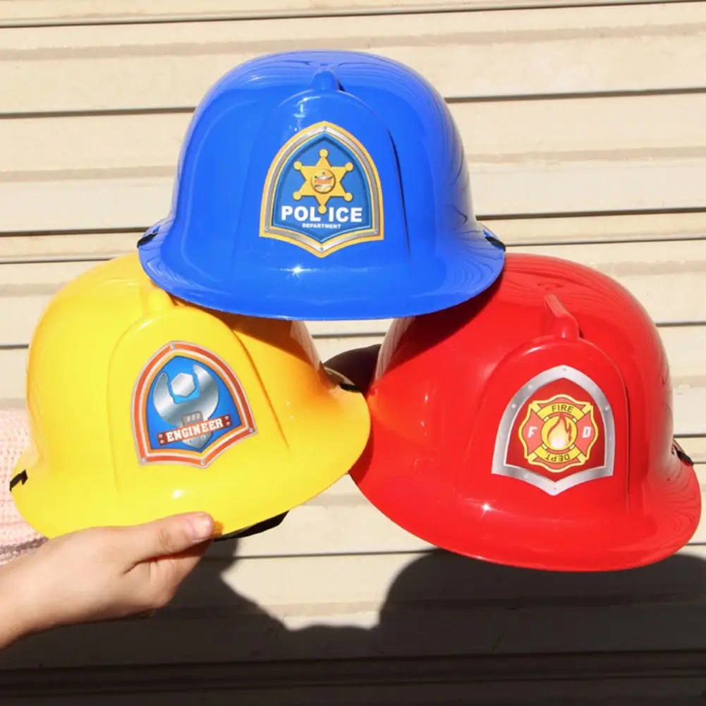 

Fireman Hat Toy Ultralight High Durability Bright Color Firefighter Hat Fireman Role Play Educational Helmet Toy for Kids
