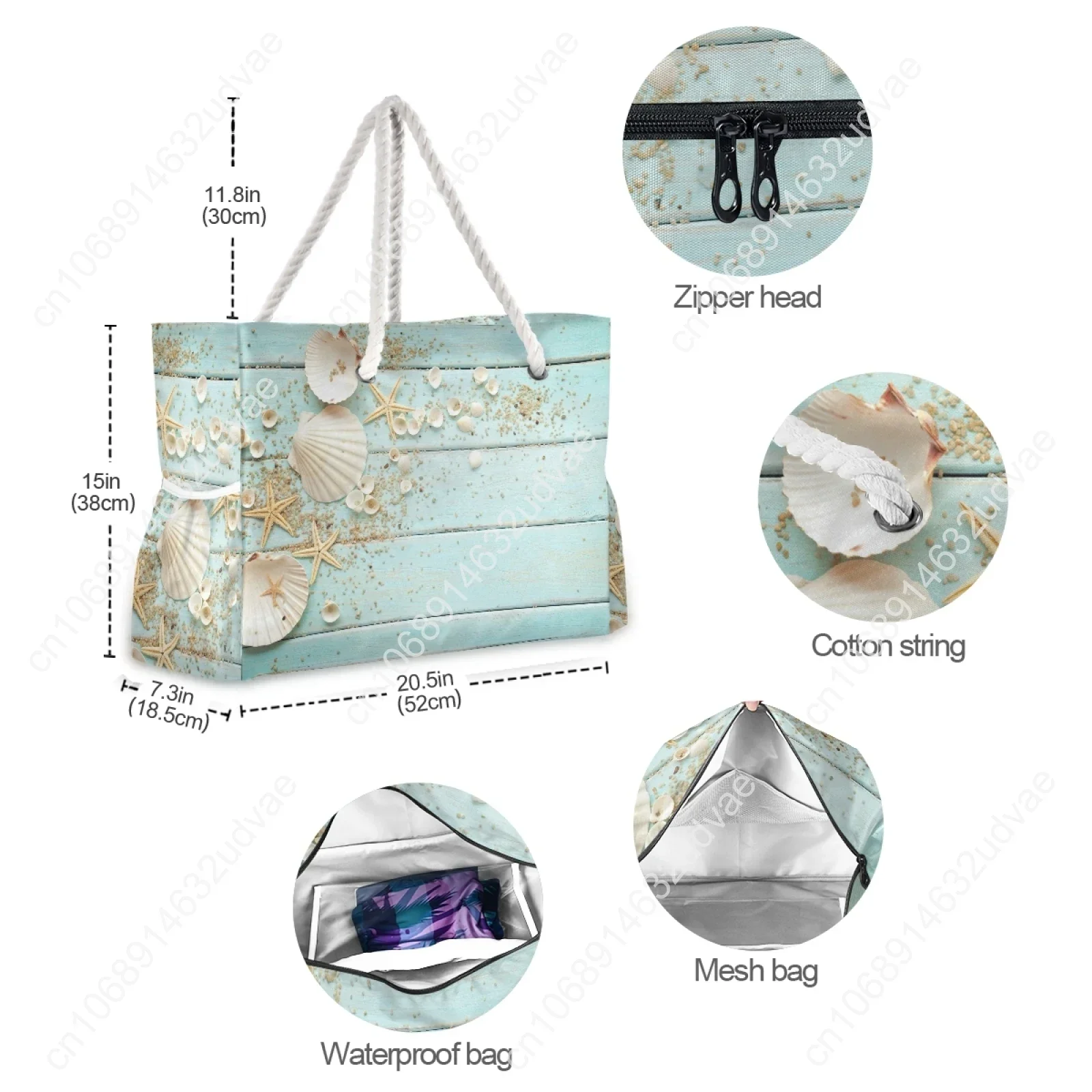 2021 Fashion Nautical Border Seashells Summer Women Shoulder Bags Tote Bag Large Capacity Casual Nylon Beach Shoulder Handbag
