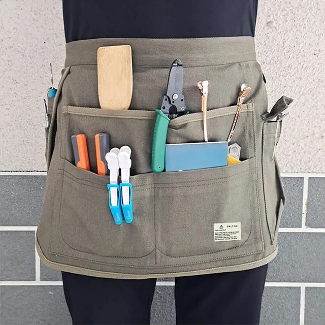 Fashion Half Waist Apron Canvas Multiple Pockets Adjustable Apron Horticultural Barber Tool Waist Apron For Men and Women Fashion Half Waist Apron Canvas Multiple Pockets Adjustable Apron Horticultural Barber Tool Waist Apron For Men and Women