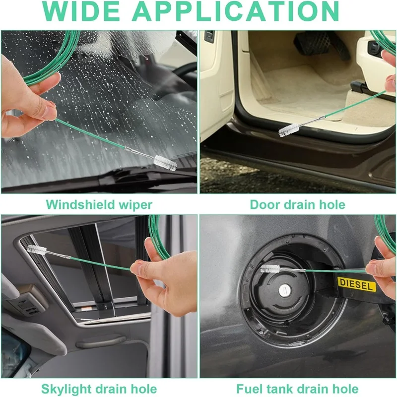 Cepillo Limpiador De Drenajes Para Coche De 3 Metros - Flexible, Para Techo Solar, Puertas Y Tubos