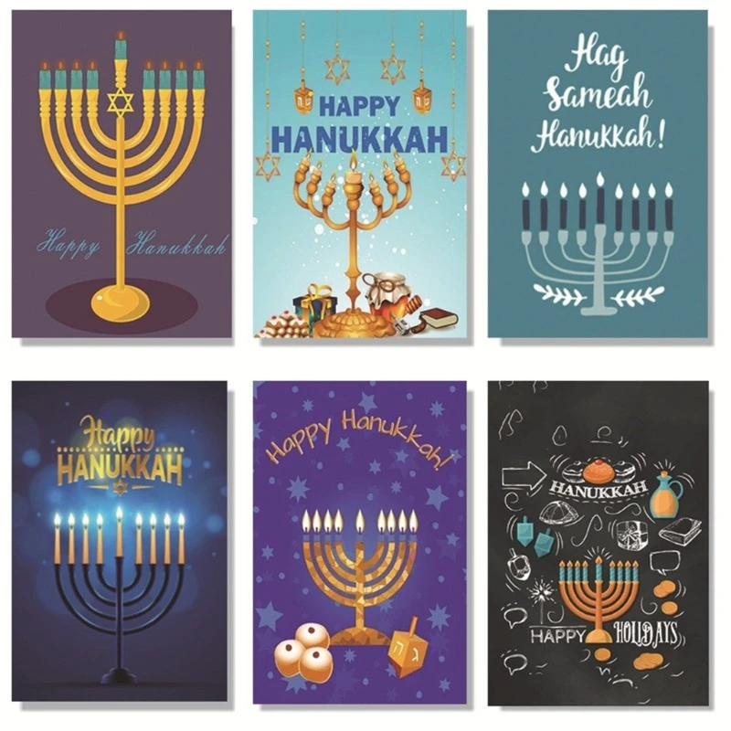 

2024 New 30Pcs Menorah Candle Hanukkah Greeting Card with Envelope Religious Holiday Humor Jewish Chanukkah Invitations Notecard