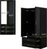Wood Armoire Wardrobe Closet with Mirror, Storage Cabinet Bedroom Freestanding Wardrobe Combination for Hanging , Black 70.47”H 3