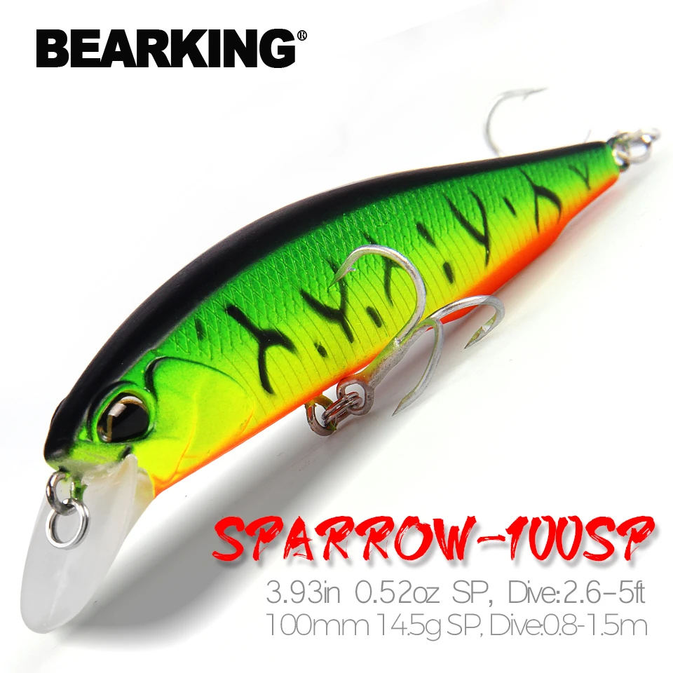 Bearking Retail fishing tackle A+ fishing lures hard bait 5color for choose  100mm 14.5g minnow,quality professional minnow