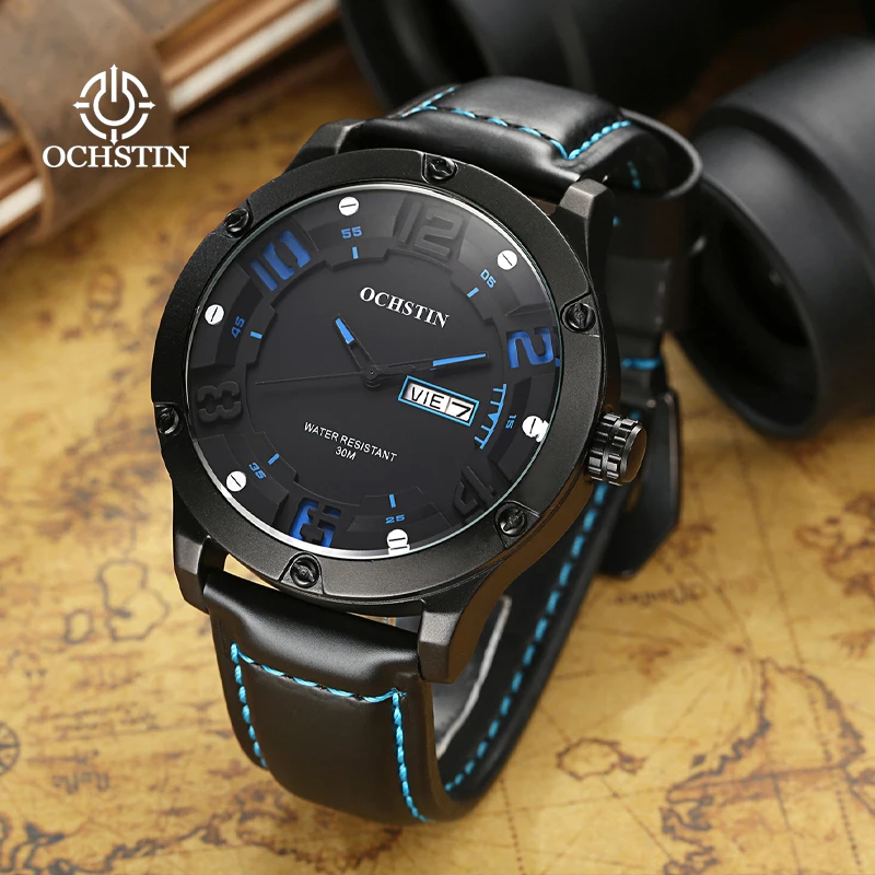 ochstin hot model 2024 pilot series fashion gorgeous multi-function double calendar quartz movement watch men's quartz watches