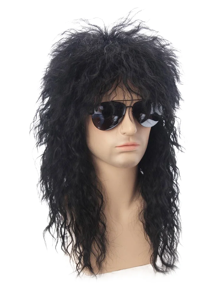 70s 80s Rockstar Wig Blonde Punk Fluffy Curvy Long for Men Wig Halloween Party Mullet Synthetic Cosplay Rock Accessories synthetic hair wigs