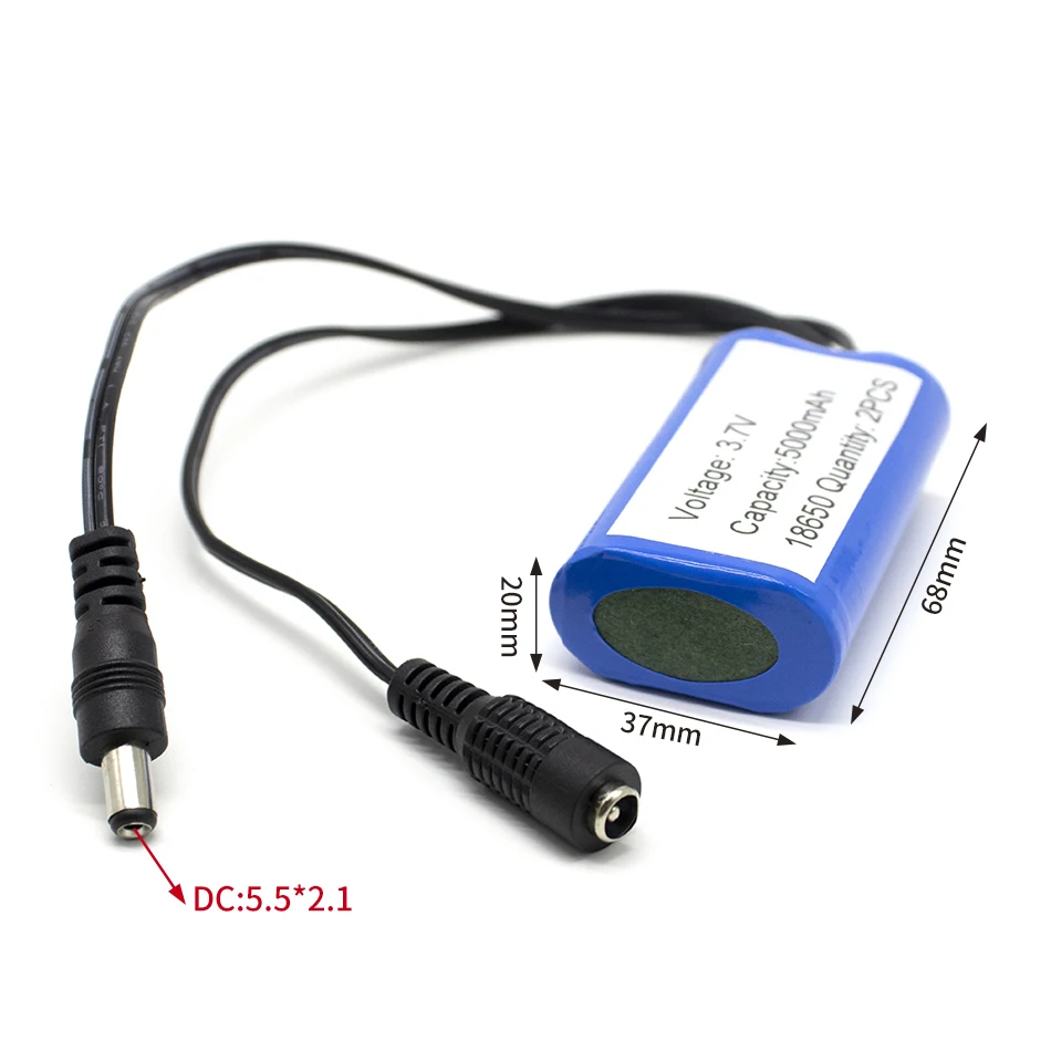 

6PCS ELAIK 3.7V 18650 5000MAH lithium battery pack LED light headlamp amplifier, monitoring equipment, singing machine DC5.5*2.1