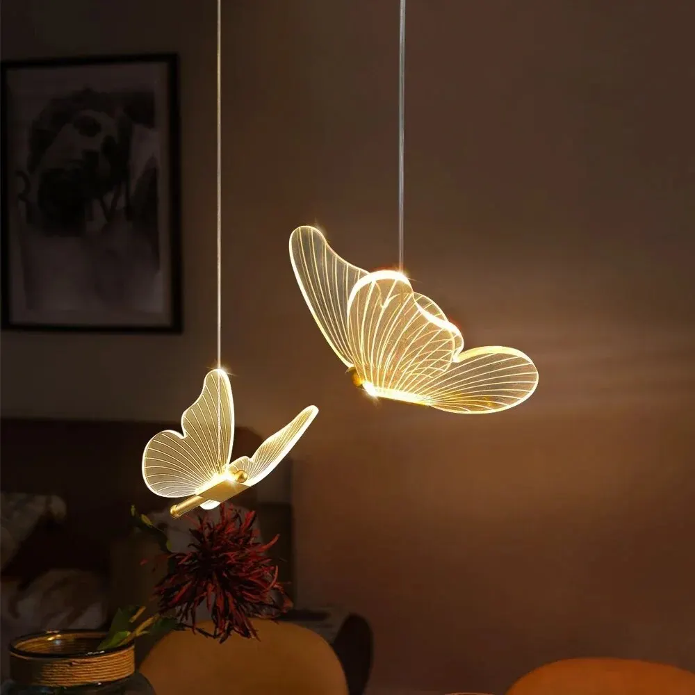 Nordic Butterfly Led Pendant Lamp Bedside Staircase Bedroom Hanging Lamps For Ceiling Art Indoor Lighting Light Fixture 6