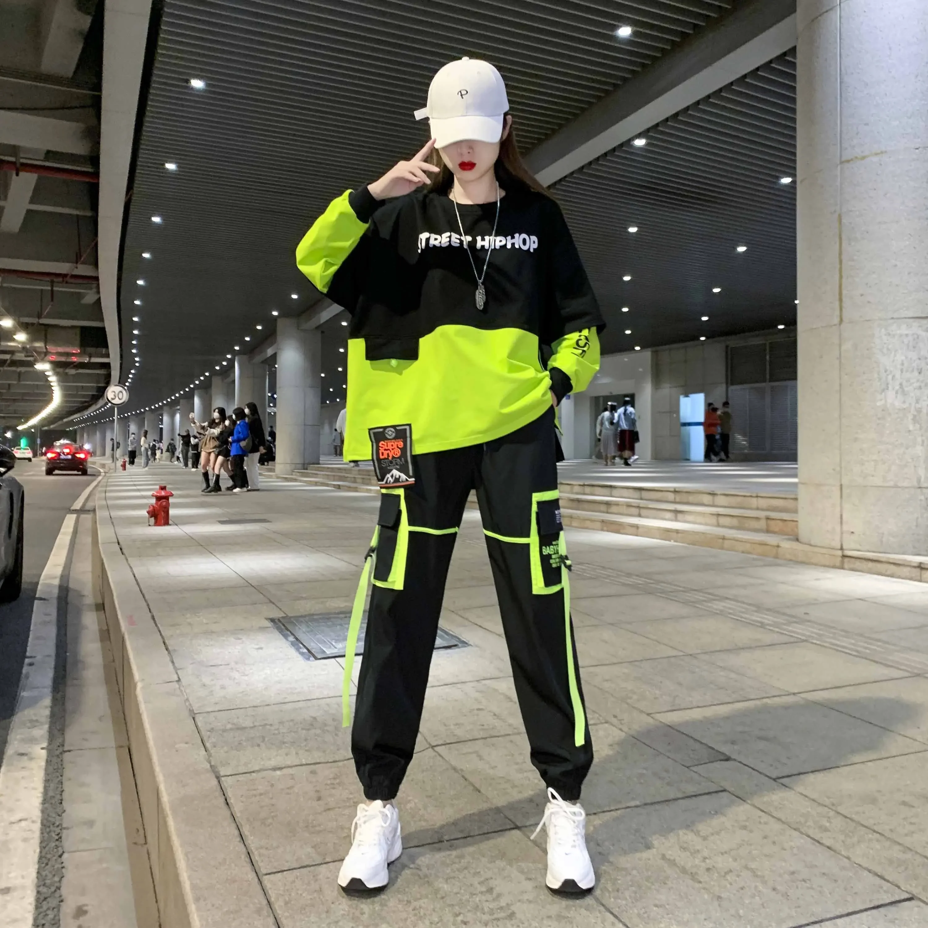 

New Korean Adult Top Pants Jazz Suit Dancers Hiphop Street Dance Clothes Hip Hop Costumes Women Girls Street Dance Outfit suits