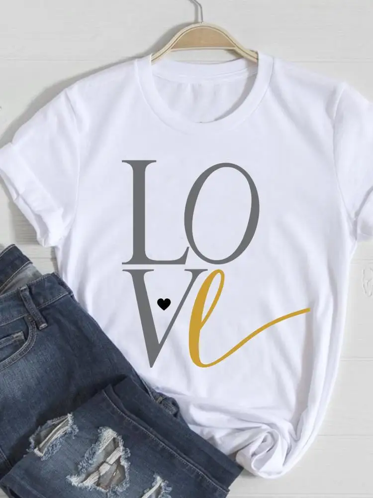 

Love Letter Cute Trend 90s Casual T Fashion O-neck Women Graphic T-shirts Clothing Printed Short Sleeve Tee Female Clothes