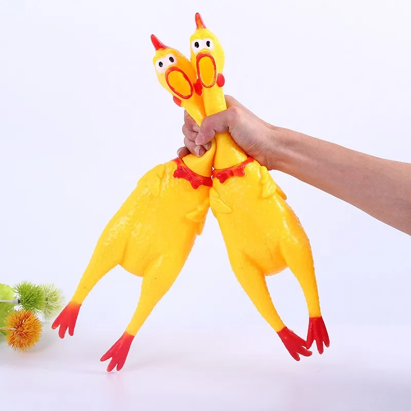 

Funny Super Durable Yellow Screaming Chicken Squeeze Sound Decompression Vent Tool Pet Interactive Chew Toy Clean Teeth Dog Toy